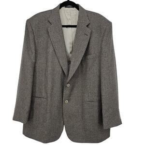 Towncraft 46R Mens Sports Jacket Coat Blazer Houndstooth Wool Silk Blend Tan